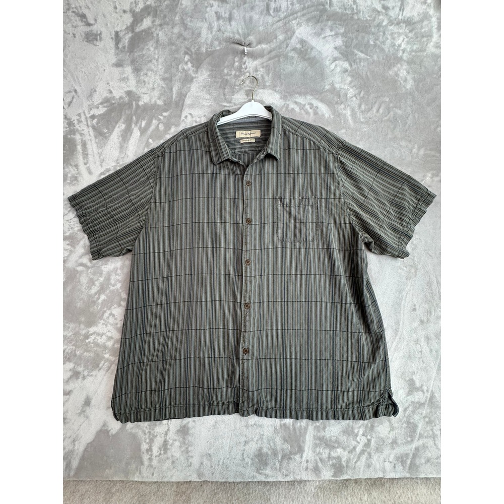 Tommy Bahama Mens 3XL Silk Short Sleeve‎ Camp Shirt Original Fit Plaid Stripe